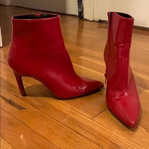 Patent leather red booties